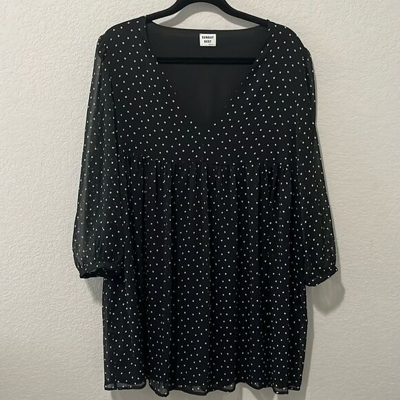 Aritzia Dresses & Skirts - ARITZIA Sunday Best Black Polka Dot Mini Dress, Size M